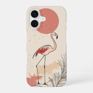 Flamingo en de rode zon iPhone 16 hoesje