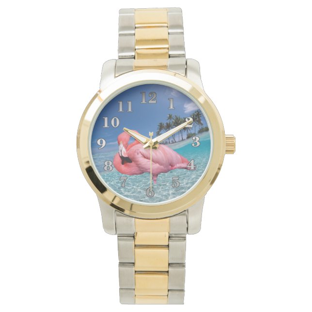 Flamingo en handpalmen horloge (Voorkant)