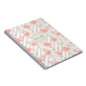 Flamingo en het Patroon van Chevrons met Uw Monogr Notitieboek (Rechterzijde)