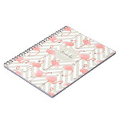 Flamingo en het Patroon van Chevrons met Uw Monogr Notitieboek (Linkerzijde)