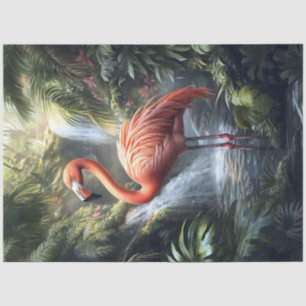 Flamingo en Oerwoud Waterval Decoupage Tissuepapier