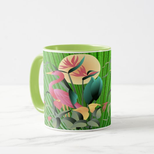 Flamingo en Palm Leaves Mok (Voorkant links)