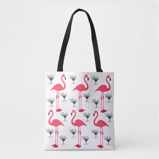 Flamingo en Palm Trees Tote Bag (Voorkant)