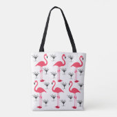 Flamingo en Palm Trees Tote Bag (Achterkant)