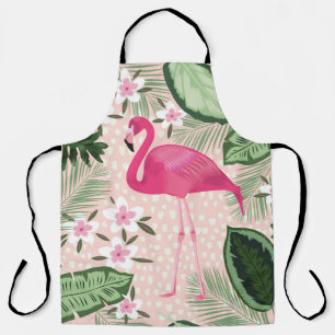 Flamingo en palmbomen naadloos illustreren schort