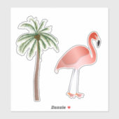 Flamingo en palmboom sticker (Vel)
