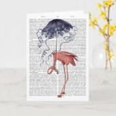 Flamingo en Parasol Kaart (Gele Bloem)