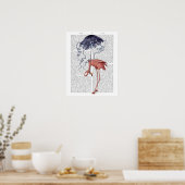 Flamingo en Parasol Poster (Keuken)