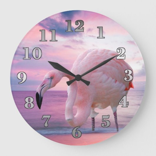 Flamingo en Pink Sky Grote Klok (Voorkant)
