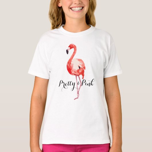 Flamingo  en Roze T-shirt (Voorkant)