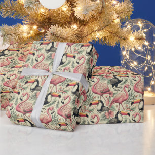 Flamingo en Toucan Naadloos Cadeaupapier