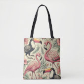 Flamingo en Toucan Naadloos Draagtas (Voorkant)