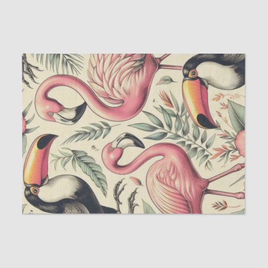  Flamingo en Toucan Naadloos Tissuepapier (Voorkant)
