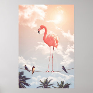 FLAMINGO EN VRIENDEN POSTER