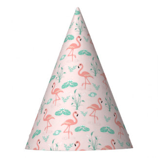 flamingo en waterleliepatroon feesthoedjes