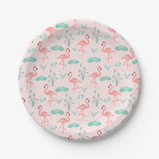  flamingo en waterleliepatroon papieren bordje