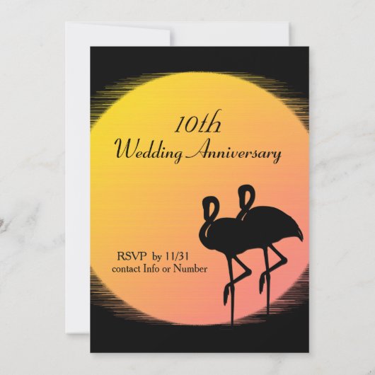 Flamingo Evening Wedding Jubileum Uitnodiging (Achterkant)