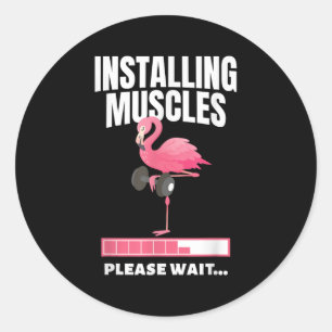 Flamingo Exercise Fitness Motiv installeren Ronde Sticker