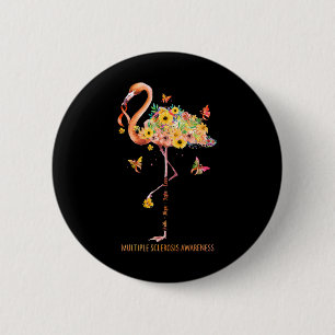 Flamingo Faith Hope Fight Cure Multiple Sclerosis Ronde Button 5,7 Cm