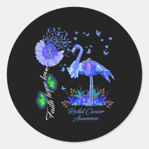 Flamingo Faith Hope Love Rectale Kanker Bewustzijn Ronde Sticker