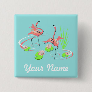 Flamingo Fandango Duo 2 knopvierkant Vierkante Button 5,1 Cm