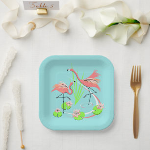 Flamingo Fandango Duo vierkant papier bord