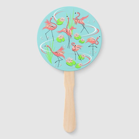 Flamingo Fandango-handventilator rond Handwaaier (Voorkant)