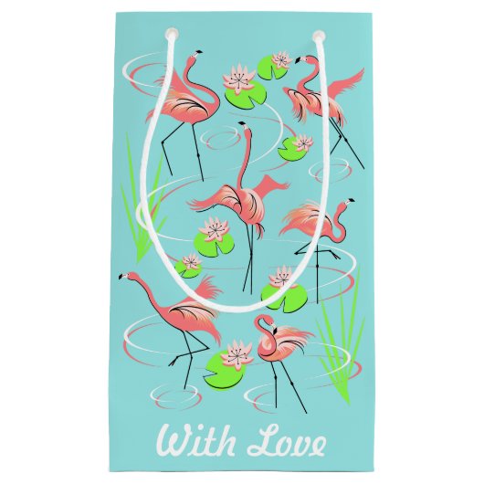 Flamingo Fandango met Love gift small bag Klein Cadeauzakje (Voorkant)