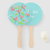 Flamingo Fandango Text Back hand fan round Handwaaier (Voorkant en achterkant)