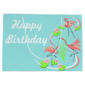 Flamingo Fandango Trio Happy Birthday groot Large Cadeautasje (Achterkant)