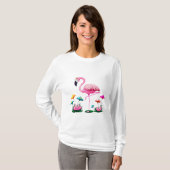 Flamingo Fantasy Pond T-Shirt Long Hoeve (Voorkant volledig)