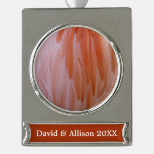 Flamingo Feathers in Shades of Pink Verzilverd Banner Ornament