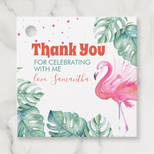 Flamingo Feest Bedankt Bedankjes Labels (Voorkant)