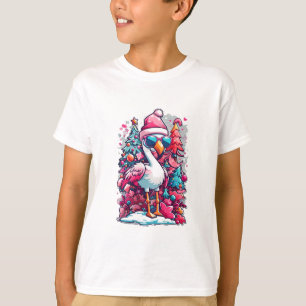 Flamingo Festiviteiten Santa Hoed en glazen Kerstm T-shirt