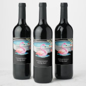 Flamingo Fiesta: Zwembad & strandfeest Wijn Etiket (Flessen)