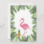 Flamingo First Birthday Invitation Girl Kaart (Achterkant)
