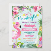 Flamingo First Birthday Summer Uitnodiging (Voorkant)