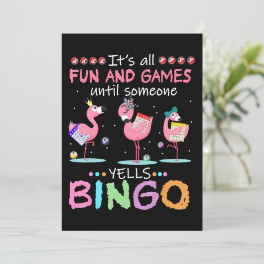 Flamingo | Flaming Bingo Funny Kaart (Staand voorkant)