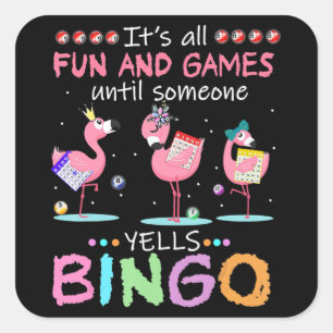 Flamingo Flaming Bingo Funny Vierkante Sticker
