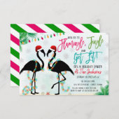 Flamingo Flamingle en Jingle Party Kaart (Voorkant / Achterkant)