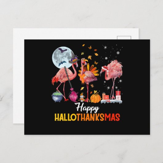 Flamingo|Flamingo Dankdag Halloween Kerstmis Uitnodiging Briefkaart (Voorkant / Achterkant)