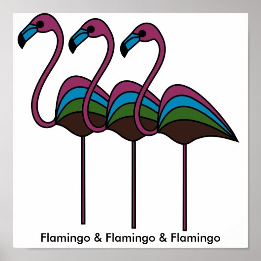 Flamingo & Flamingo & Flamingo Poster (Voorkant)