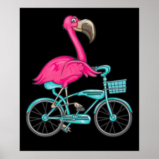 Flamingo | Flamingo Riding A Bicycle Cool Bikers Poster (Voorkant)