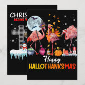 Flamingo|Flamingo Thanksgiving Halloween Kerstmis Feestdagenkaart (Voorkant / Achterkant)