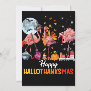 Flamingo Flamingo Thanksgiving Halloween Kerstmis Feestdagenkaart