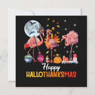 Flamingo Flamingo Thanksgiving Halloween Kerstmis Kaart