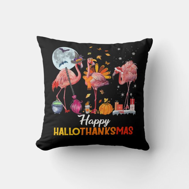 Flamingo|Flamingo Thanksgiving Halloween Kerstmis Kussen (Voorkant)