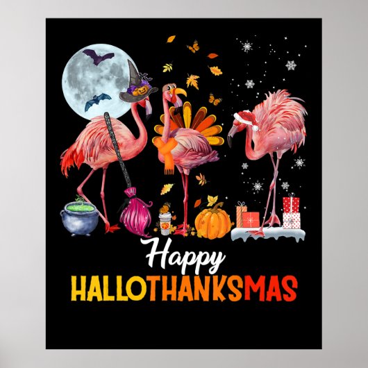 Flamingo|Flamingo Thanksgiving Halloween Kerstmis Poster (Voorkant)