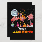 Flamingo|Flamingo Thanksgiving Halloween Kerstmis Save The Date (Voorkant / Achterkant)