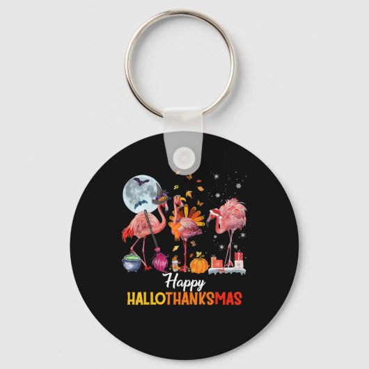 Flamingo|Flamingo Thanksgiving Halloween Kerstmis Sleutelhanger (Voorkant)